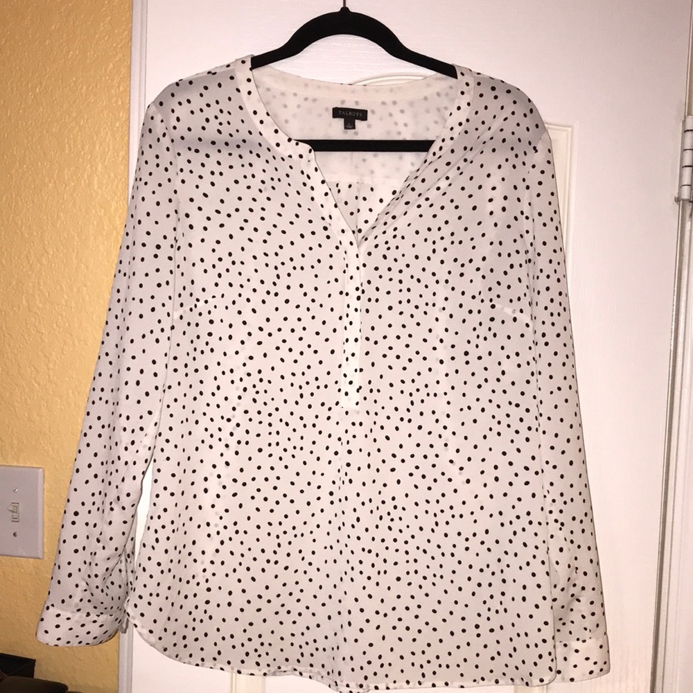Talbots Large black polka dot blouse